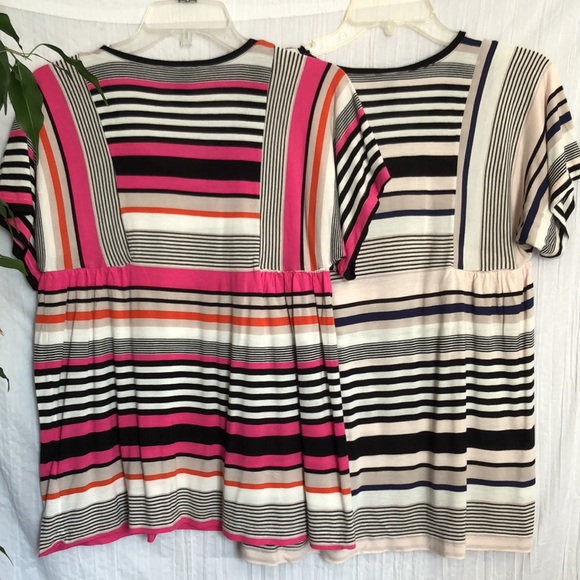 H&M SZ S lot of 2 tops- boho peasant striped colorful tops short sleeve flowy - Picture 5 of 9